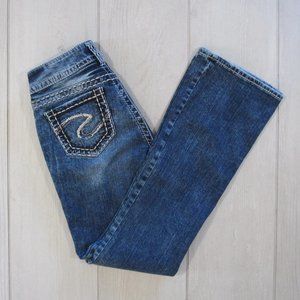 Silver Suki Mid Bootcut Jeans 26 31 Thick Stitch